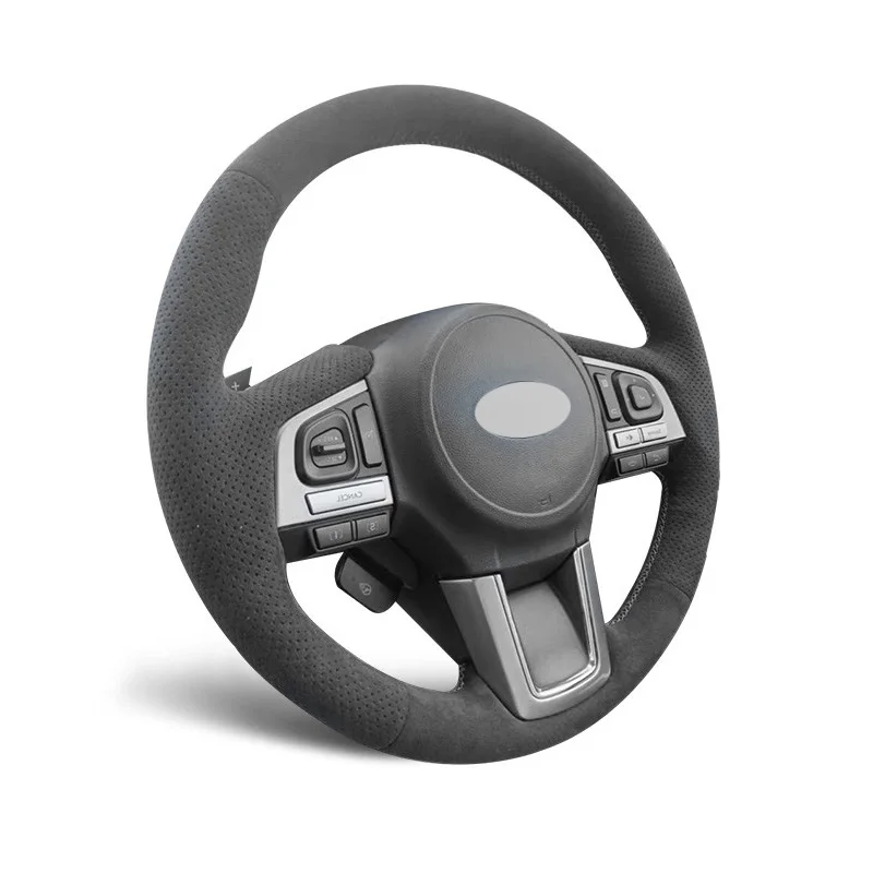 Genuine Leather Suede Steering Wheel Cover Wrap White Thread Car Accessoires Specifically for SUBARU LEGACY OUTBACK XV FORESTER