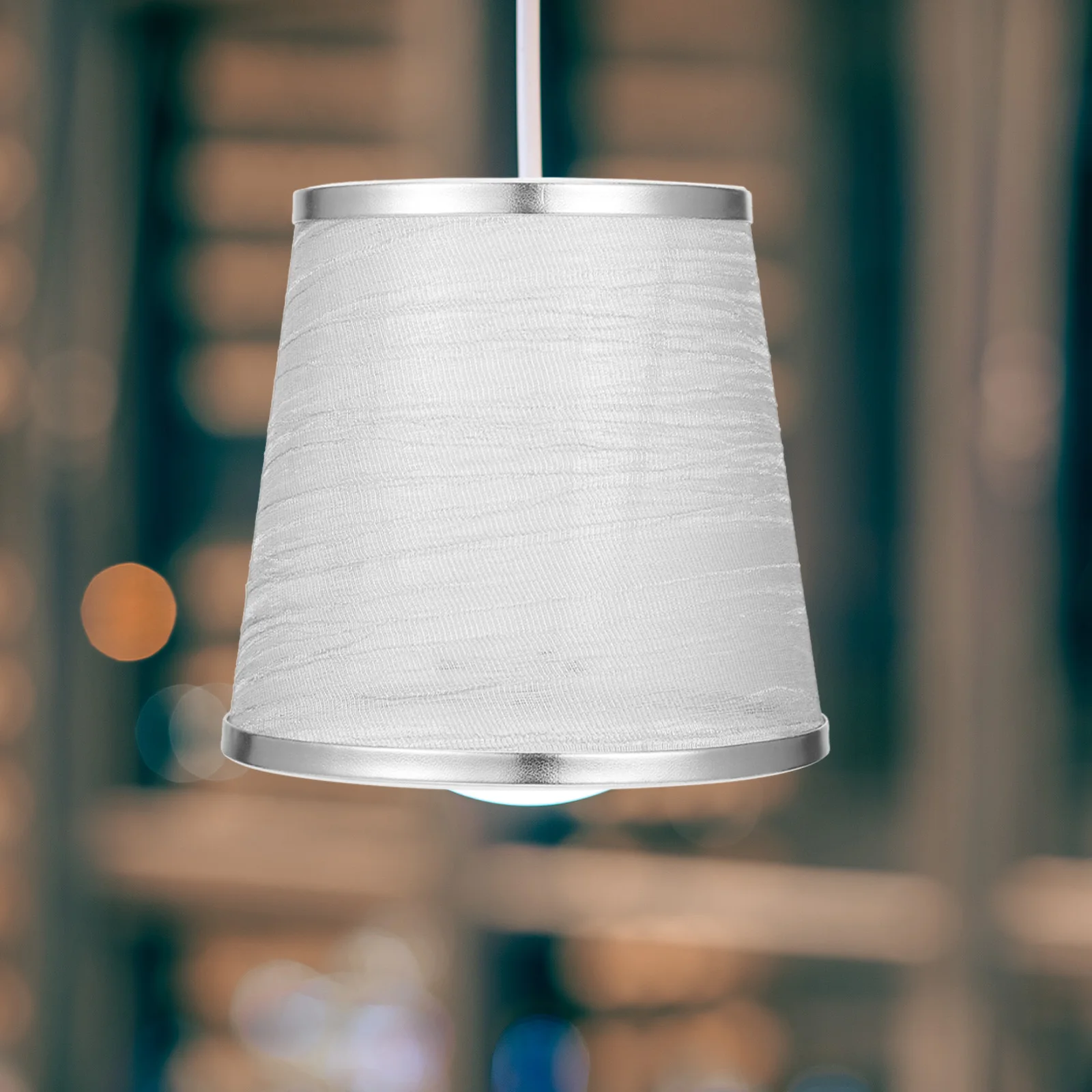 

Fabric Lampshade Base Lamp Shade 3cm Hole Silver Gauze Lightweight Bedroom Living Room Table Lamp Shades Light Cover