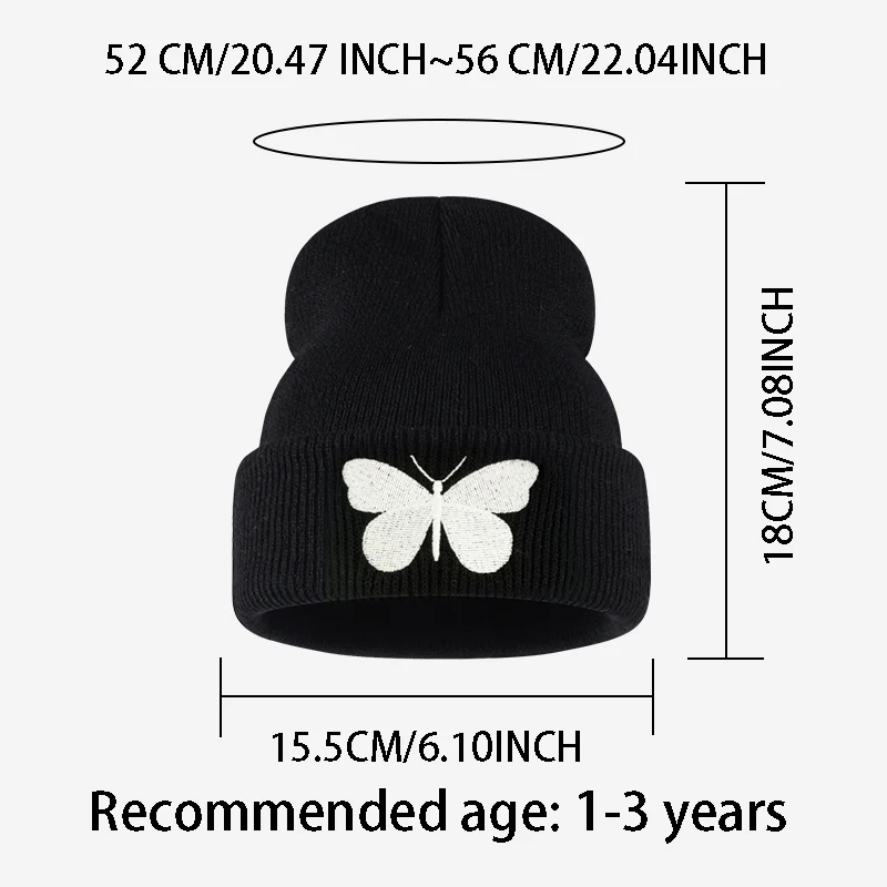 Cute Butterfly Embroidered Knit Hat for Girls Ages 1–3—Soft and Warm Children’s Hat,Perfect for Park Outings  as a Birthday Gift - view 2