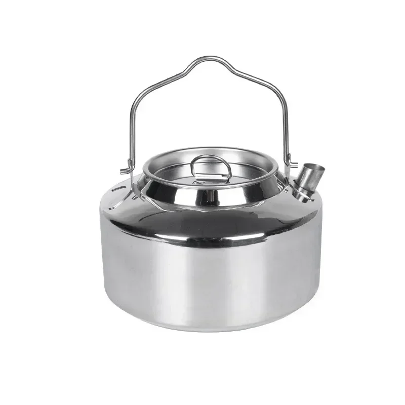 

Portable 1.2L Stainless Steel Backpacking Camping Kettle for Bushcraft Gear Outdoor Adventure, Applicable Teapot Included