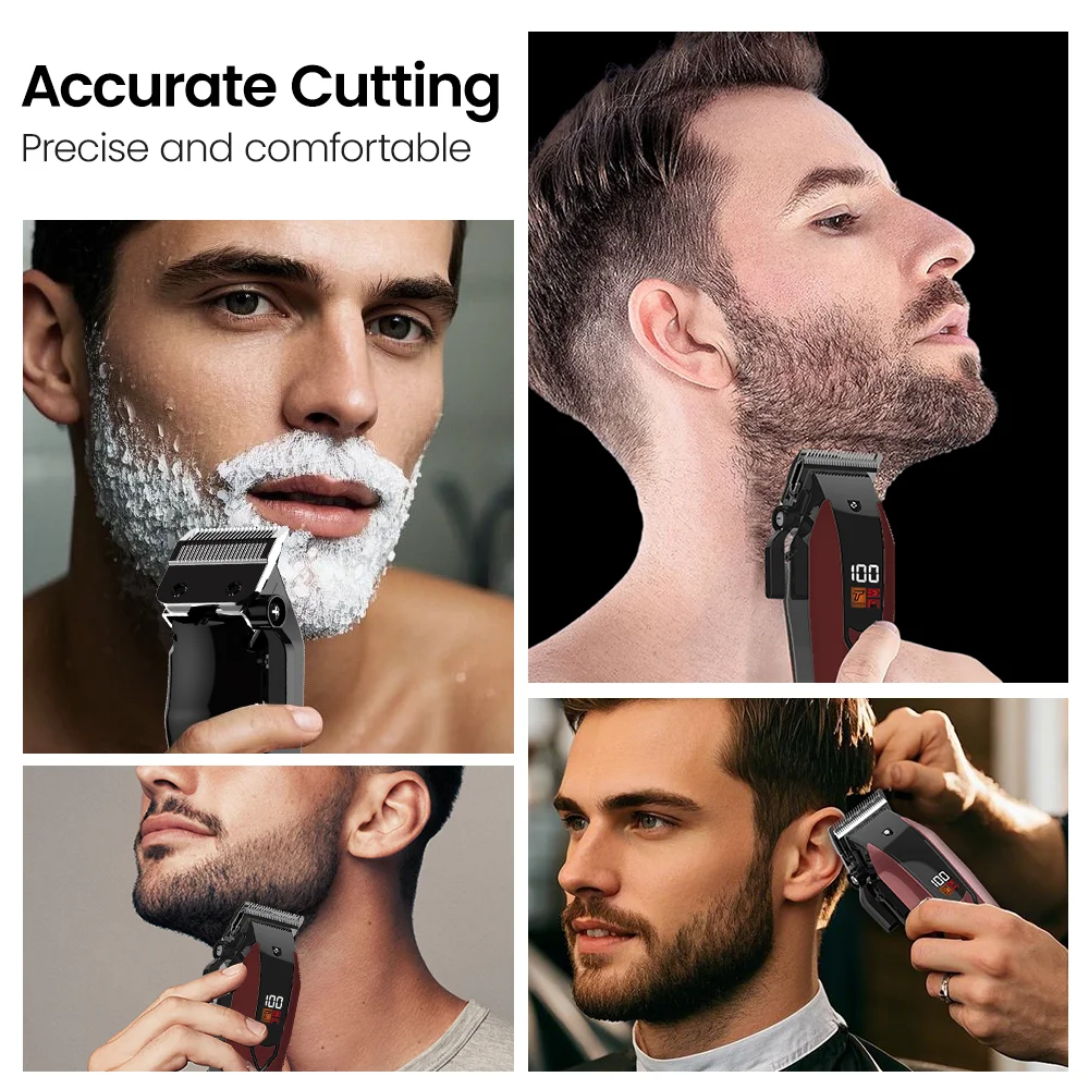 Sejoy Cordless Hair Clippers for Men Trimmers Set for Barber with LED Display Professional Slick Hair Cut Self-Sharpening Blades