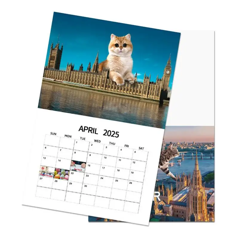 Imagem -05 - Fun Cats Wall Calendar Interessante Urban Grande Cat 12 Hangings Mês Governar a Terra Planejador Familiar 2025