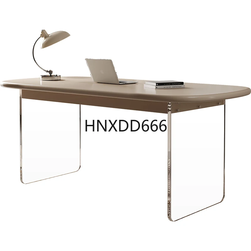 

White suspended acrylic computer desk
