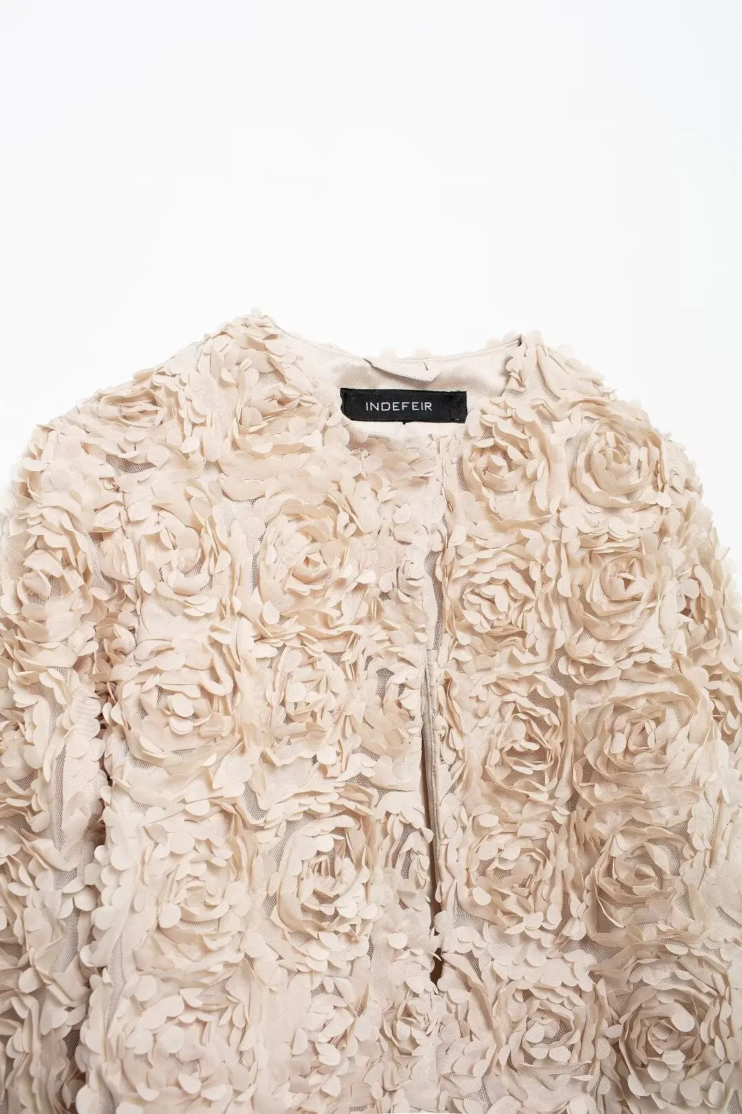 Chaqueta decorativa de flores para mujer, abrigo Retro de manga larga con cuello redondo, elegante, 2024