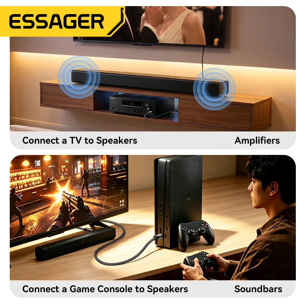 Essager Digital Fiber Optical Audio Cable HIFI Stereo Fiber Core Cord for Amplifiers Player TV Game Console Home Theater System