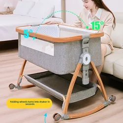 Foldable Aluminum Alloy Baby Crib with Wheels, Convertible Bassinet To Toddler Bed, Portable Newborn Co-Sleeper Multi-Functional