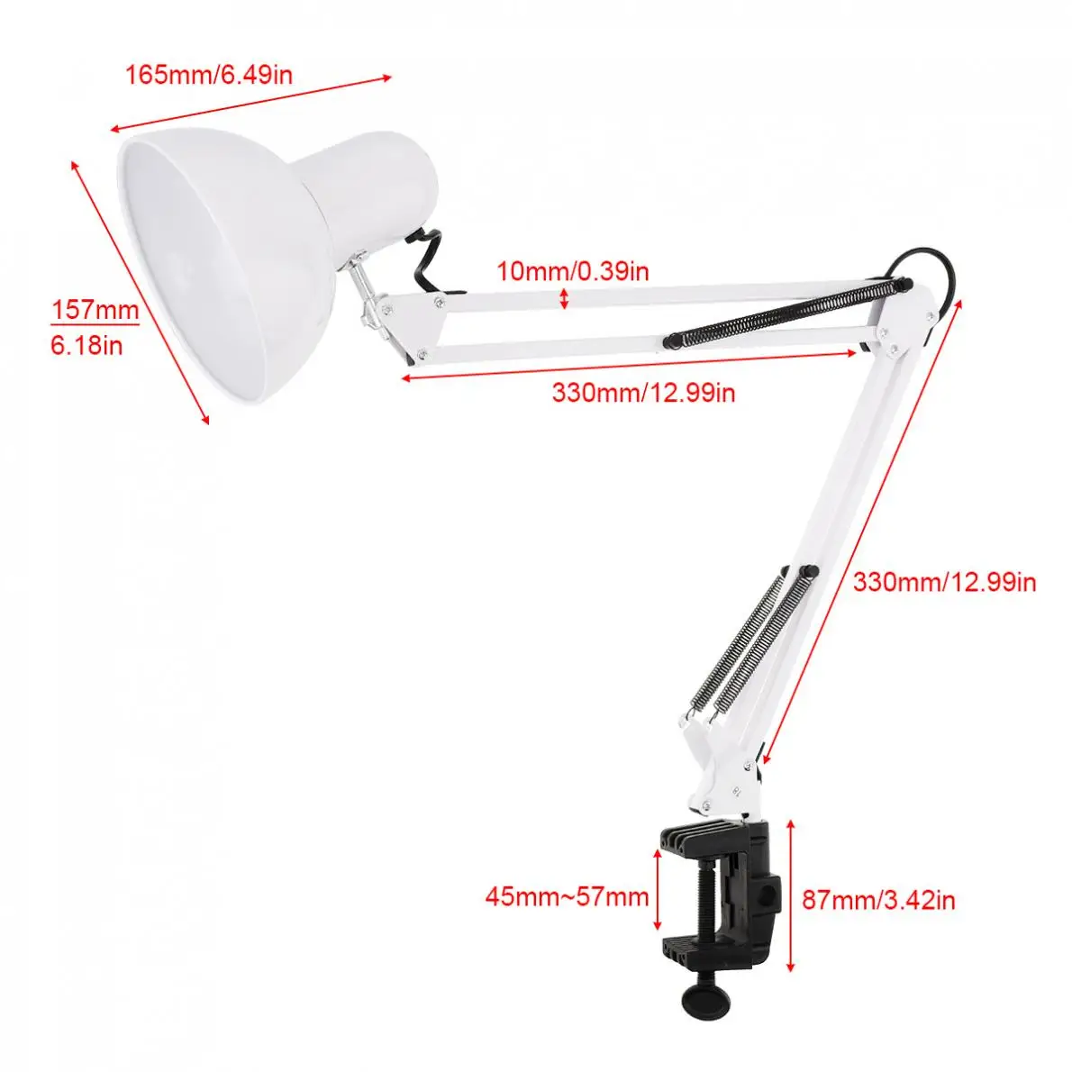 WJT 40W Led Iron Long Arm Folding Clip Eye Protection and Light Mending Table Lamp for Study / Office Work / Bedroom / Bedside