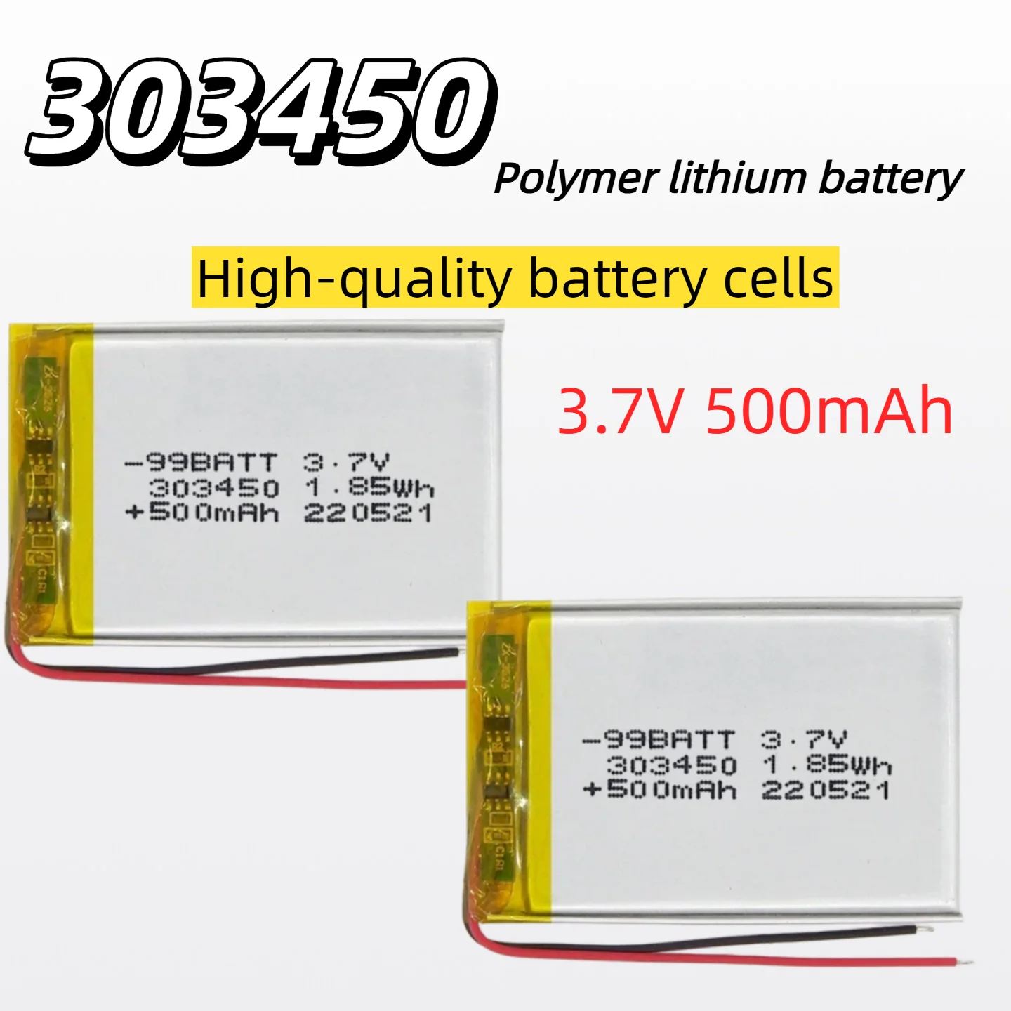 

303450 3.7V500mAh Rechargeable Polymer Lithium Battery With Protection Board For Navigator Recorder Precision Electronic Devices