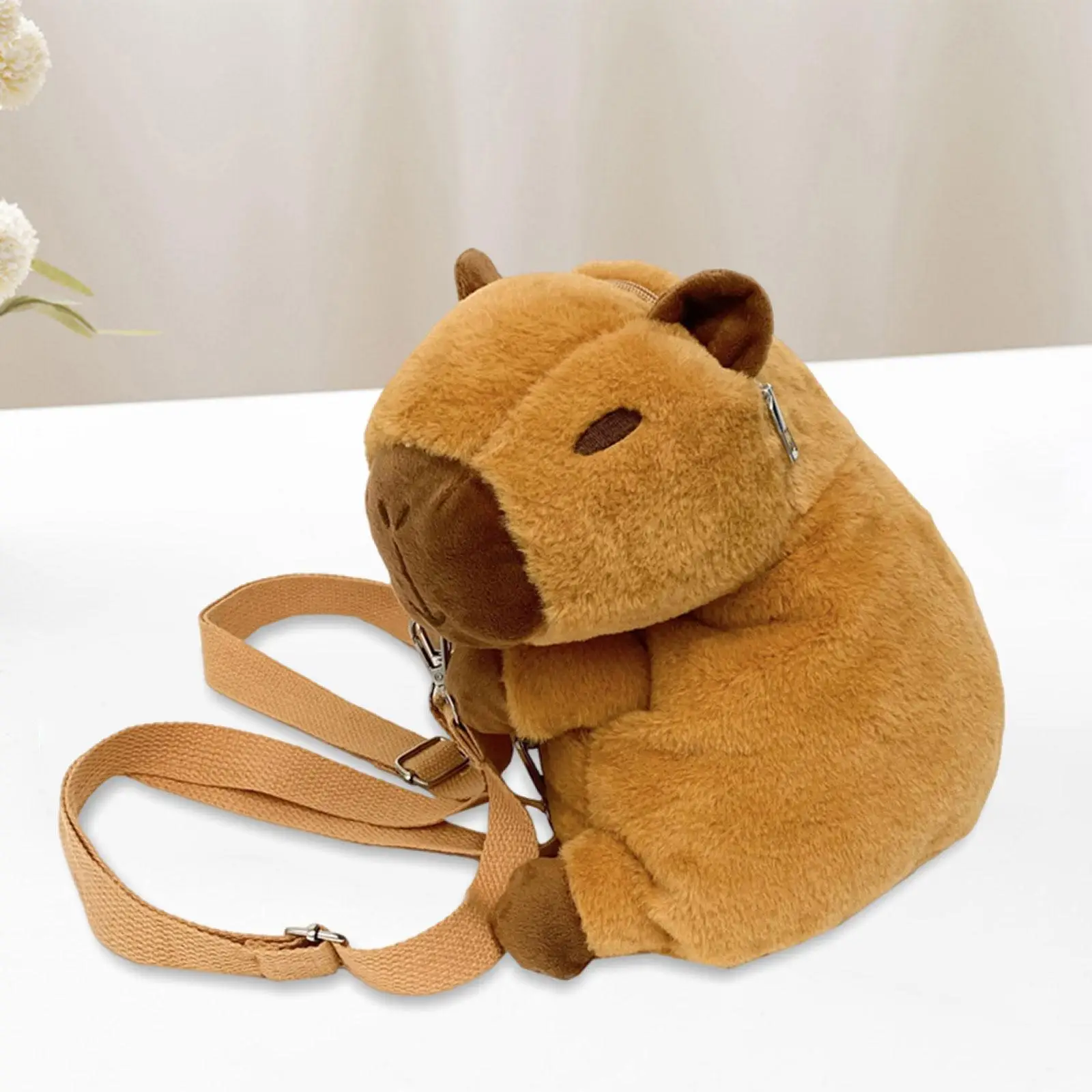 Plush Capybara Backpack Trendy with Removable Straps Large Stuffed Capybara Plush Bag for Adult Kids Girls Women Creative Gift