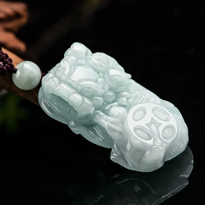 

Real Natural Grade A Jade Jadeite Men Women Bless Lucky Gift Rich Coin Pixiu Pendant