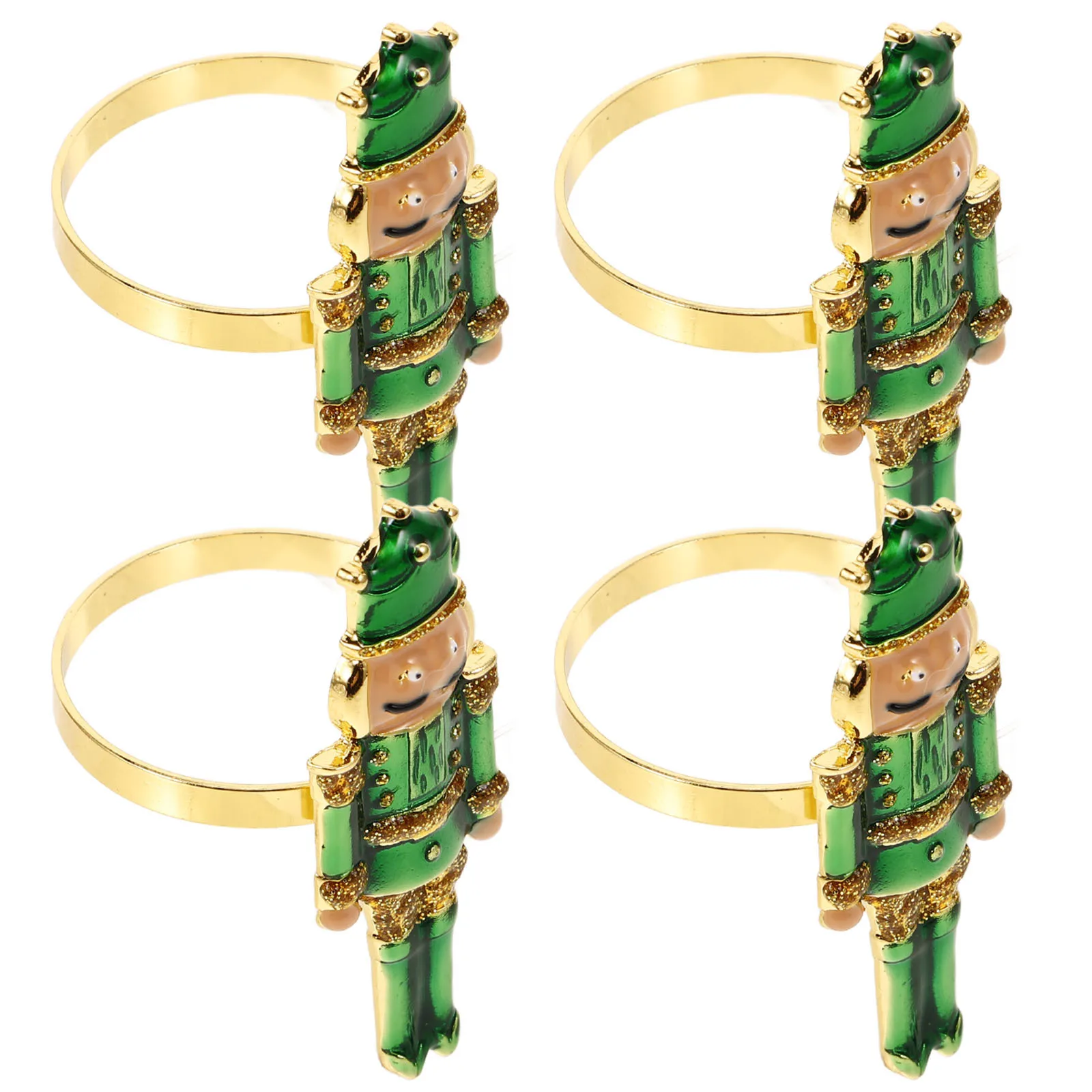 

4Pcs Nutcracker Napkin Holders Reusable Alloy Christmas Napkin Buckles Elegant Holiday Table Decor Accessories