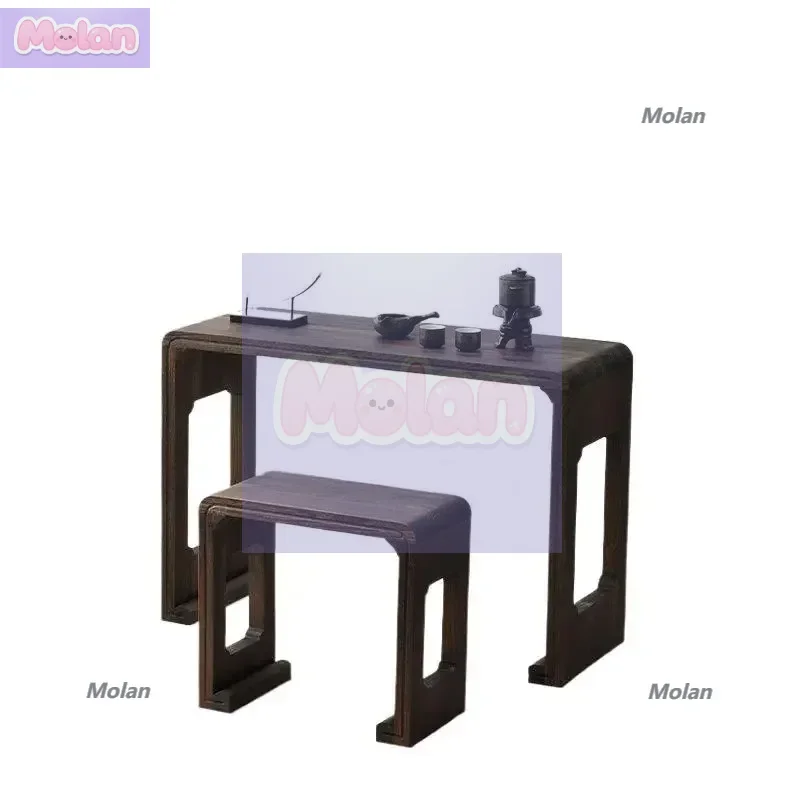 

Burnt paulownia guqin table and stool Solid wood guqin Overall antique piano Resonance guqin table Sinology calligra