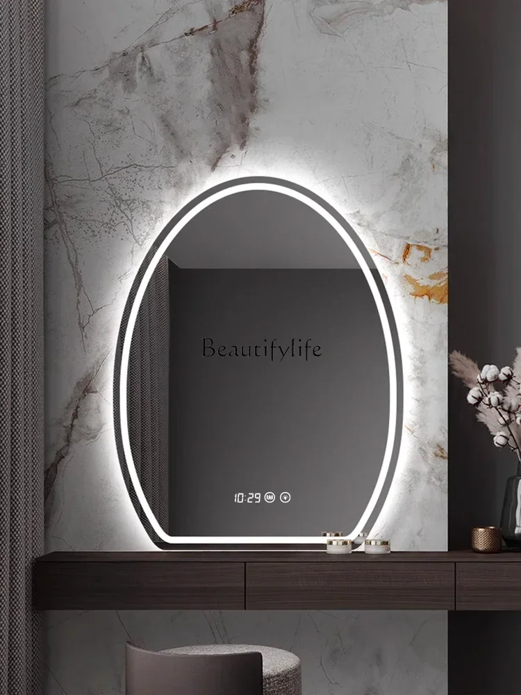 Led Make-up Mirror Wall-Mounted Bathroom Dressing Table with Light-Emitting Smart Mirror Touch Screen