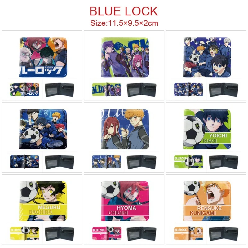 

Anime Blue Lock Isagi Yoichi Meguru Kunigami Cartoon Students Boys Girls Folding Leather Wallet Coin Purse Money Cards Bag Gift
