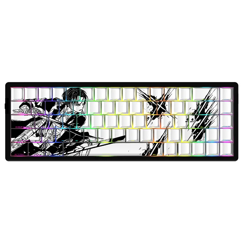 

White Katana Side Printed Shine Through Keycaps Cherry Profile 5 Side Dye Sublimation PBT Keycap for Cherry MX Switches Keyboard