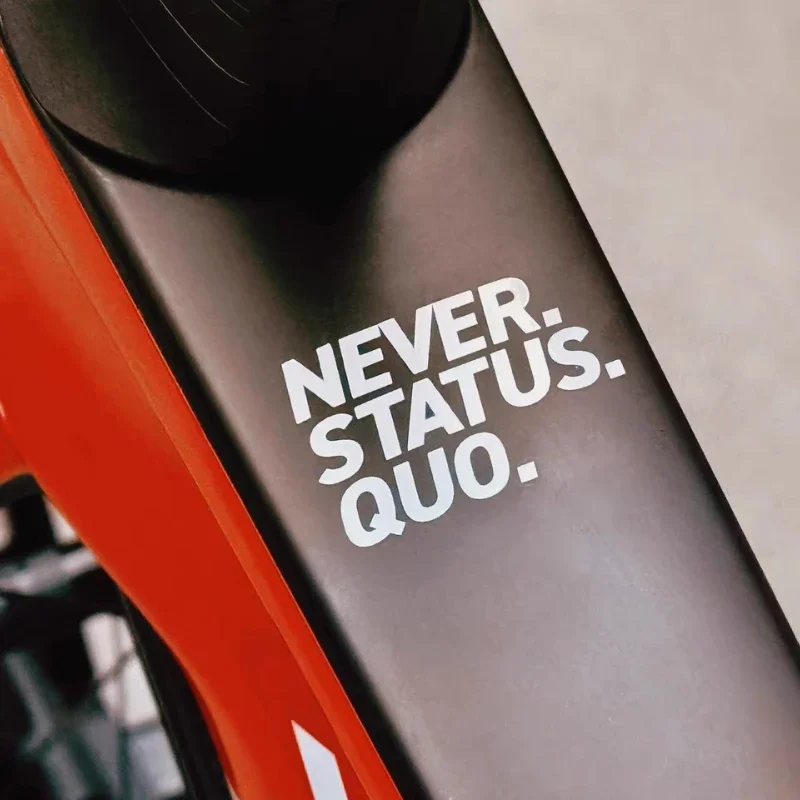 Image of NEVER STATUS QUO Vinyl-Aufkleber, wasserfeste Aufkleber für Rennrad, MTB, Fahrradrahmen, Lenker, Radfahren, DIY-Dekor-Zubehör