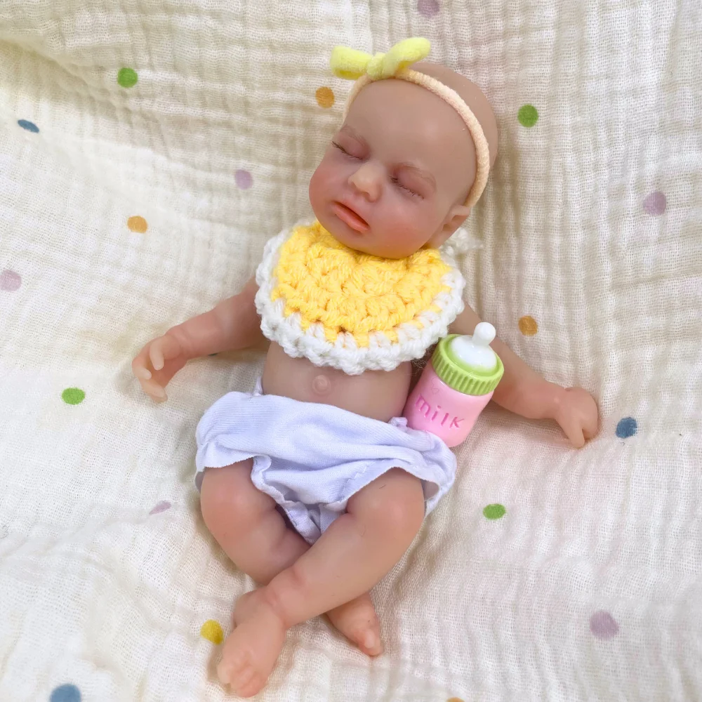 

Mini 15CM Full Solid Silicone Reborn Baby Doll LouLou Girl 6 Inch Washable Lifelike Silicone Soft Body Birthday Christmas Gift