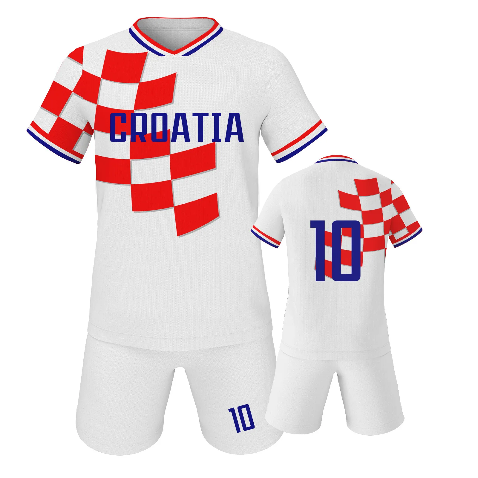 Croatia Football Jerseys Set Breathable Soccer Practice Jersey Outfits Training Uniform Tracksuit Number 10 Football Clothing