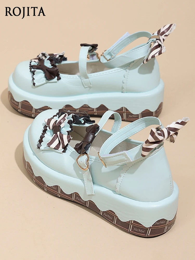 

Новинка 2023 года, женские туфли без шнуровки ярких цветов на толстой подошве, весенне-осенняя модная женская обувь в полоску с бантом