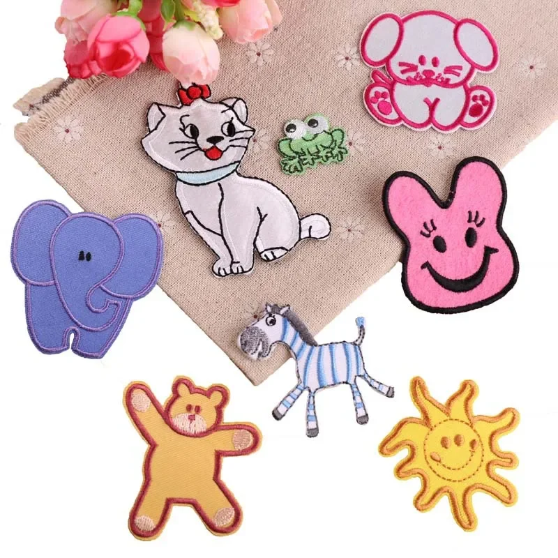 Embroidery Embroidery Chapter New DIY Cartoon Small White Cat Elephant Sun Small Frog Clothes Decorative Patches Stick Cloth