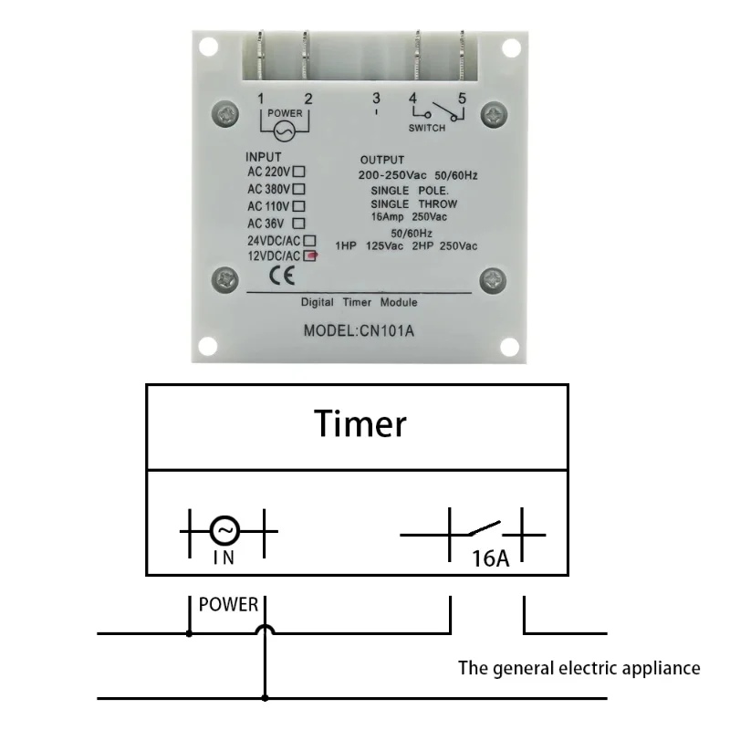 16A CN101 Timer 220V 110V 24V 12V CN101A Digital LCD Power Timer Programmable Time Switch Relay