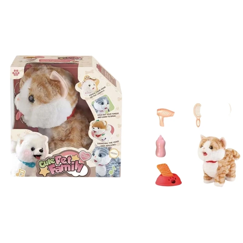 Robot Animal en peluche éducatif, jouet pour animaux compagnie, avec Activation du mouvement, son réaliste, jeu rôle pour