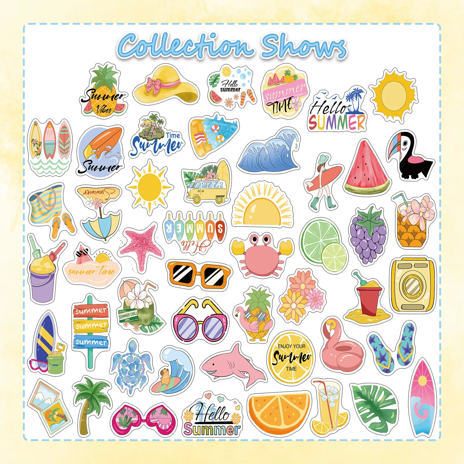 50 PZ Nuova Estate Fresco Doodle Adesivi Del Fumetto Sveglio Divertimento Decalcomania Giocattolo Per Bambini Regali FAI DA TE Tazza di Acqua Chitarra Diario Scrivania Bici