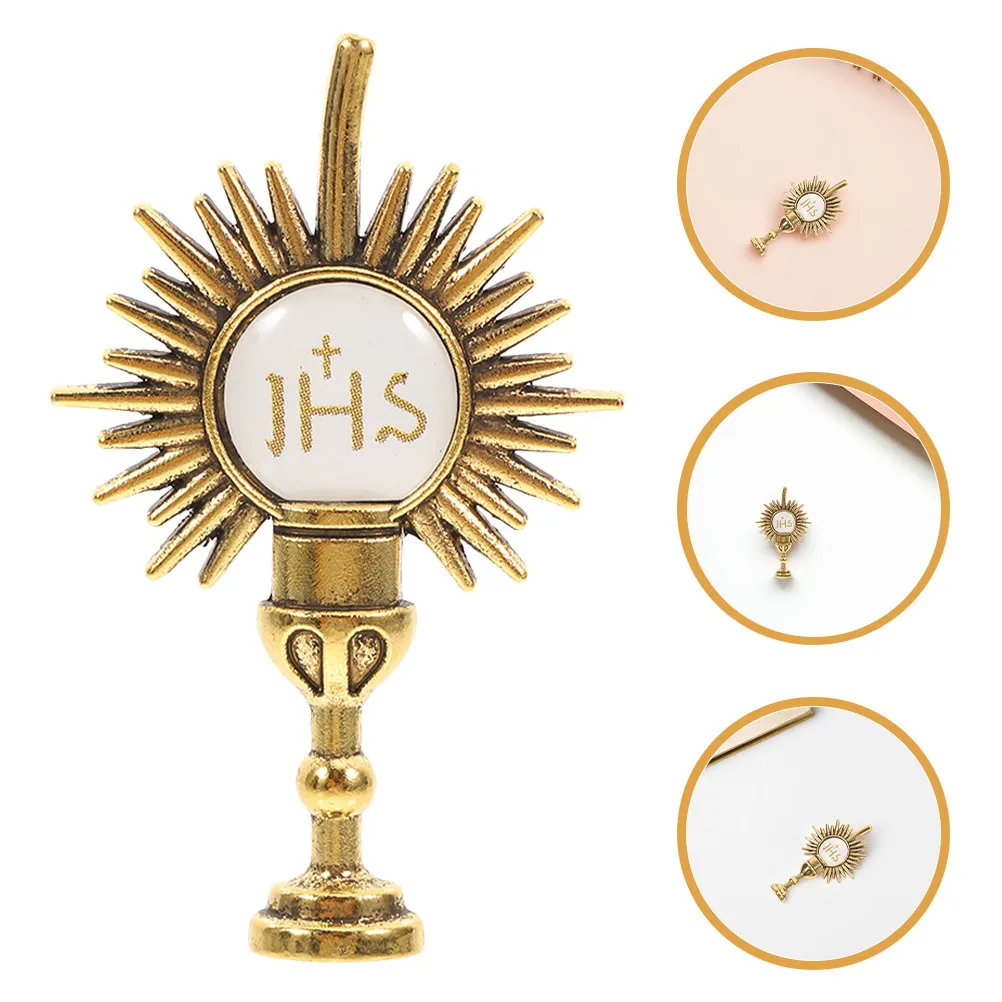 Juego de 4 Broches Religiosos Católicos, Cáliz Sagrado, Primera Comunión, Pin de Solapa de Aleación de Zinc para Ropa, Sombrero, Bufanda, Mochila