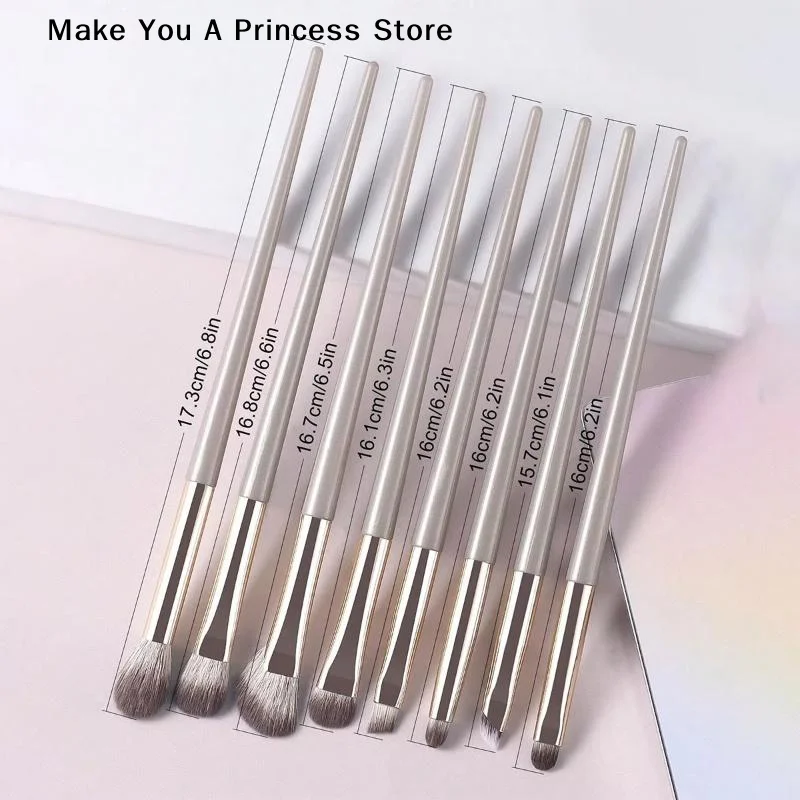 【HBA】 Juego de 8 brochas de maquillaje para ojos, detalle de sombra de ojos, brocha de maquillaje, herramienta de maquillaje Ultra suave para sombra de ojos y delineador de ojos