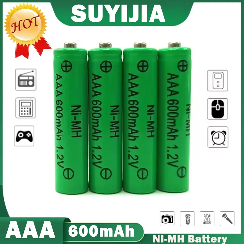 

AAA 1.2V 600mAh NI-MH Battery Toy Flashlight Remote Control Clock Shaver Electric Toothbrush Replacement Rechargeable Batteries