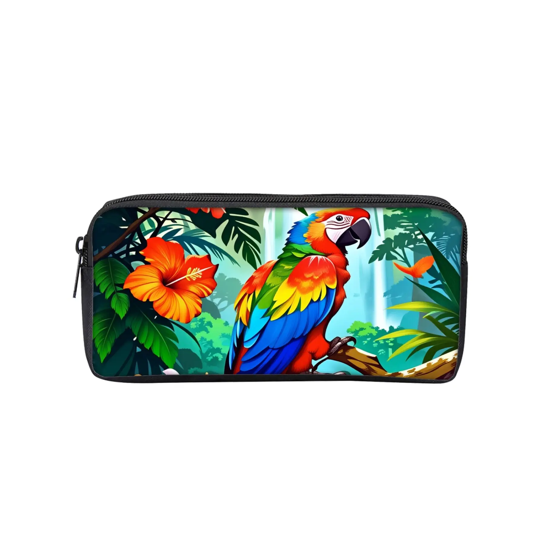 

Colored Parrot Print Black Unisex Pencil Case