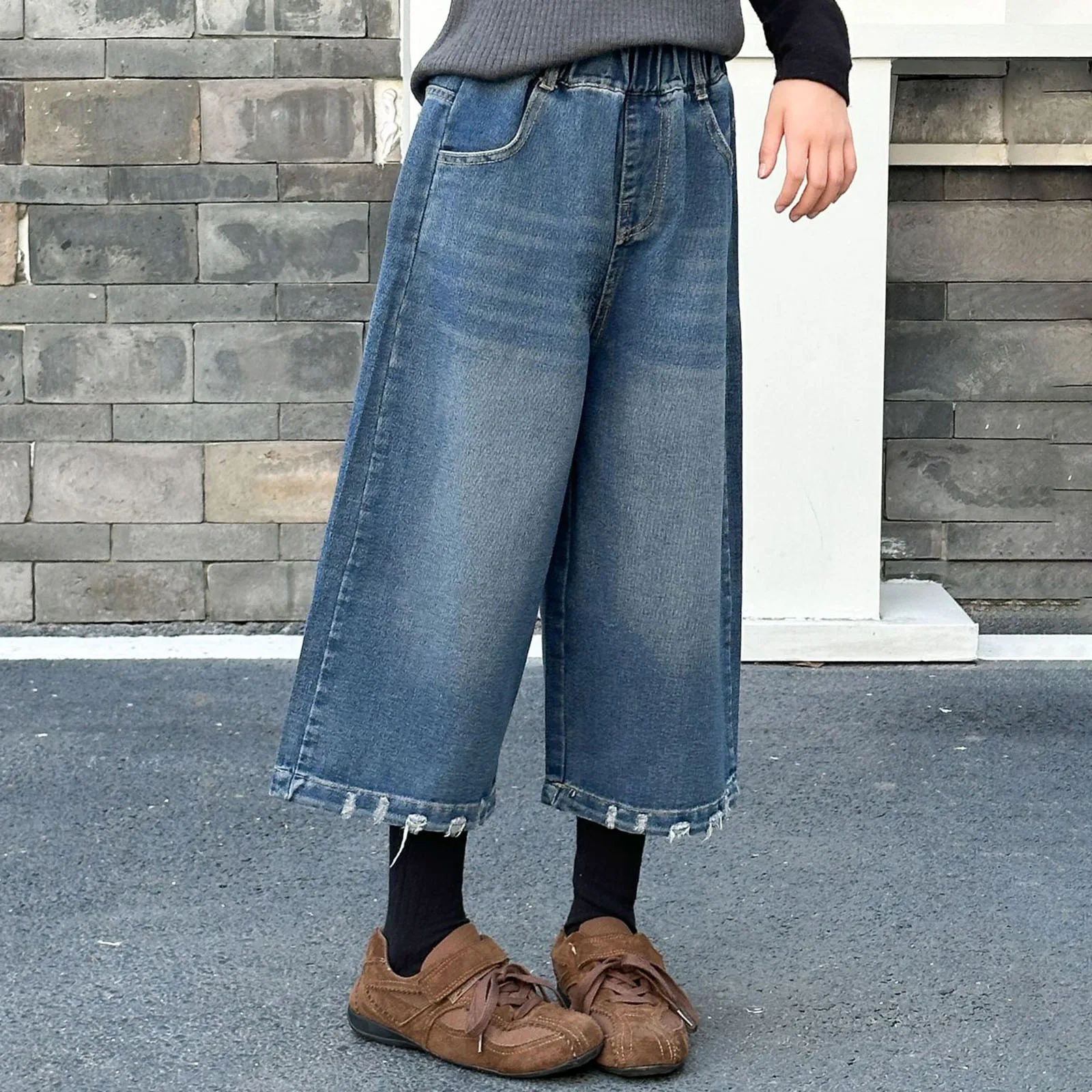 

Gymnastics Pants Girls Jeans Retro Tassel Cropped Trousers For Middle And Older Kids Wide Leg Pants Toddler Corduroy Pants Girls