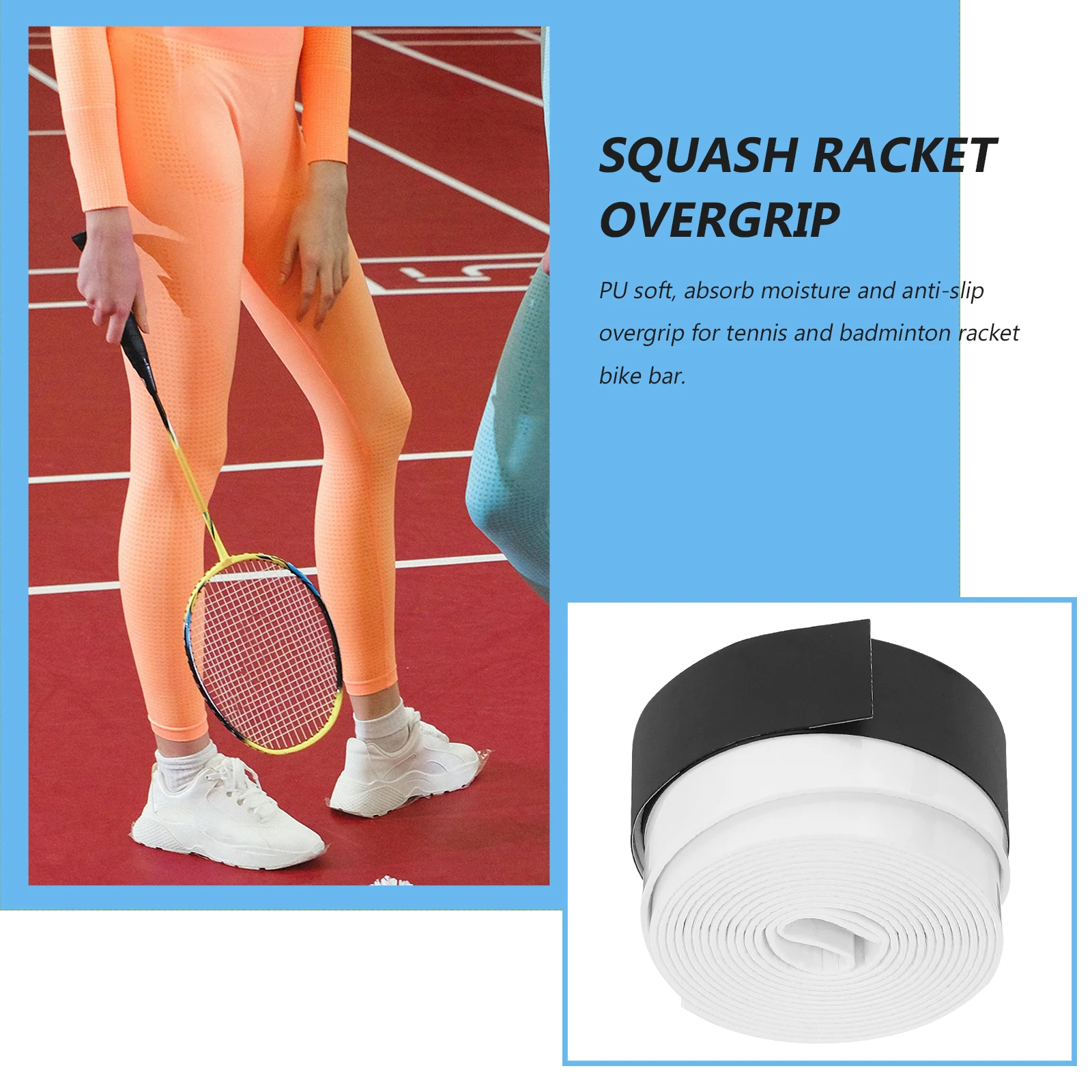 

10 Pcs Absorbent Racket Grip Tape Sweatband for Tennis Squash Badminton Pickleball Overgrip Anti Slip Thin Ideal Sports Fishing