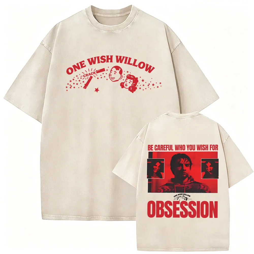 Washed Vintage Horror Movie Obsession One Wish Willow Be Careful Who You Wish for T-shirts Men's Women Casual Oversized T Shirts