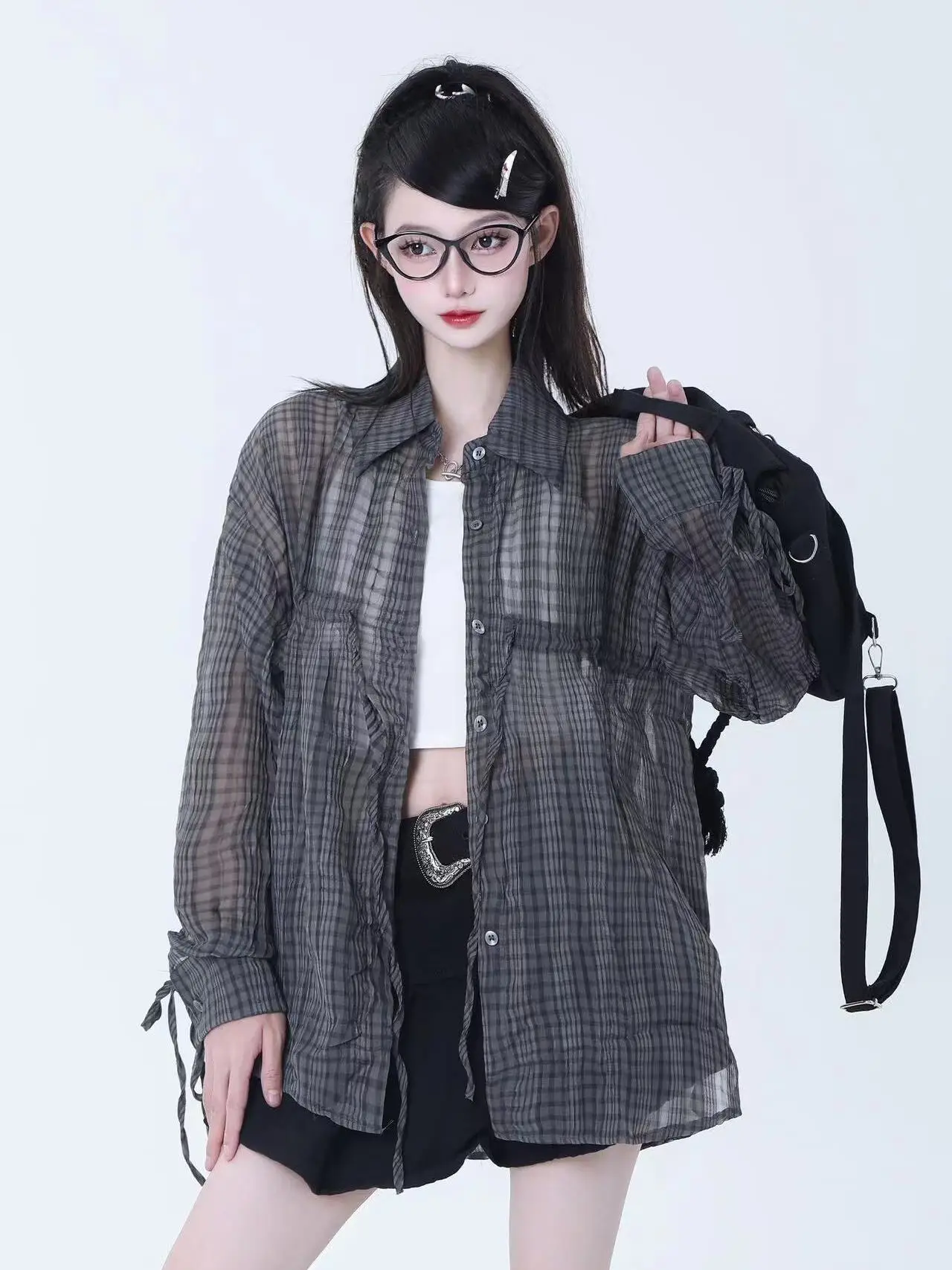 

ay Cardigan Collar Women's Thin Long Sve Top New Design Sensation Small Cro Sun Protection Vintage Hong Kong Flavor