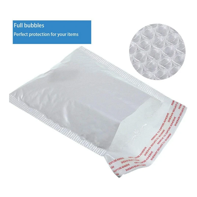 50 Pcs 16X21+4 Cm White Bubble Mailing Self-Sealing Padded Envelope Transport Bag Suitable For Offices, Homes And Shops