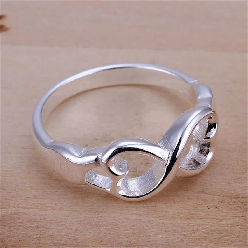 

Hot 925 Sterling Silver Rings For Women Fine 8-Shaped Heart Size 7 8 9 Fashion Party Holiday Gifts Engagement Wedding Jewelry