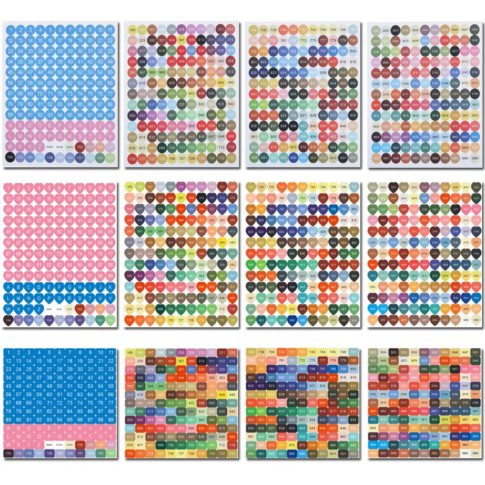 4-Piece Set of Diamond Painting DMC Color Number Stickers for Storage Box, Mosaic Bead Organizer, and Color Labeling