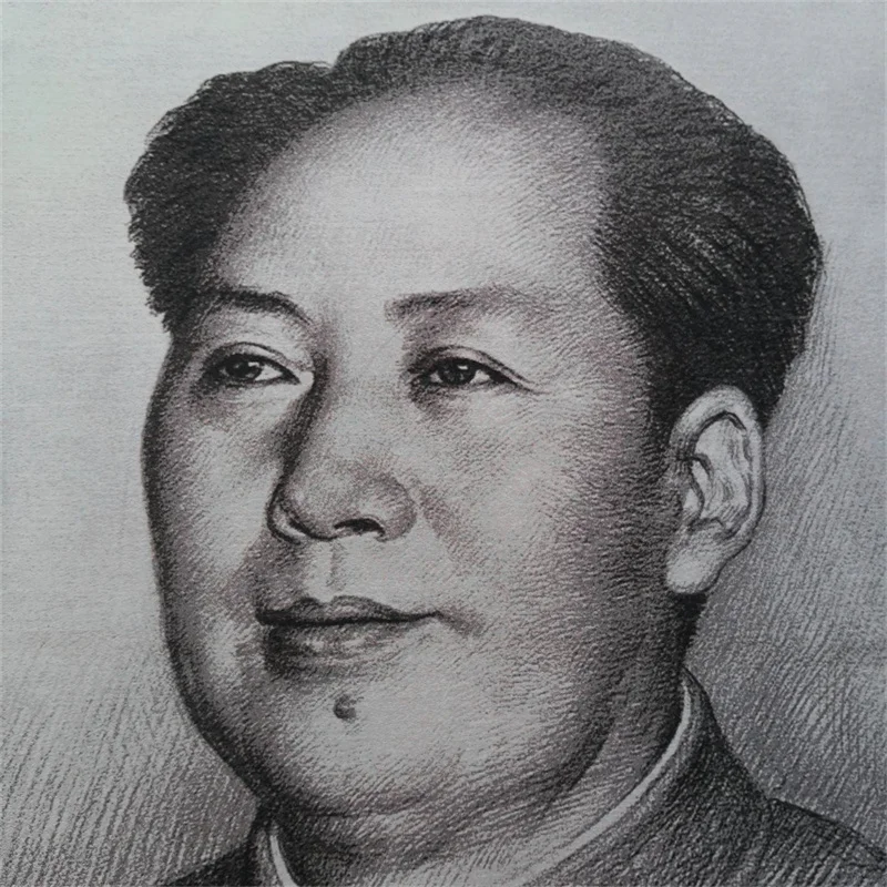 Old Silk Thangka Style Hanging Painting Black and white Portrait of Chairman Mao Traditional Artwork Decorative Wall Hanging