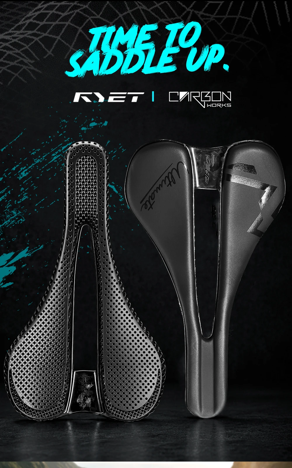 RYET Carbon 3D-gedruckter Sattel, 240 mm × 143/155 mm, superleicht, 98 g, 7 x 9 Fahrradsitz für Männer und Frauen, Triathlon, Rennrad, MTB, Gravel-Bike – Detail 1