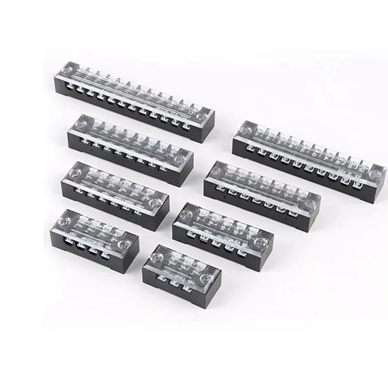 15A/25A/45A 3/4/6/8/10/12 Dual Row Barrier Screw Terminal Block Strip Wire Connector- 600V Positions Optional