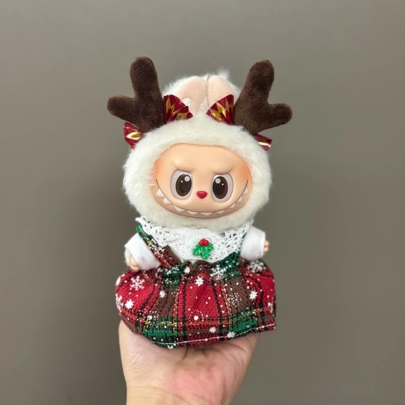 Labubu 인형 크리스마스 옷에 적합 귀여운 V1 V2 V3 캐주얼 드레스 업 스웨터 DIY 의류 액세서리 어린이 장난감 선물