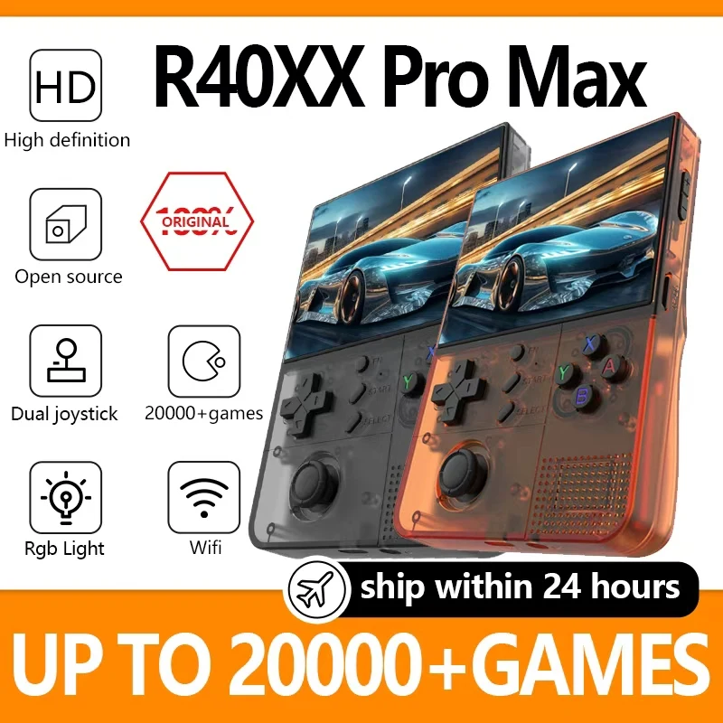 Nouvelle Console portative rétro R40XX pro max, écran HD IPS de 4.2 pouces, lecteur vidéo Portable WiFi intégré, jeux classiques