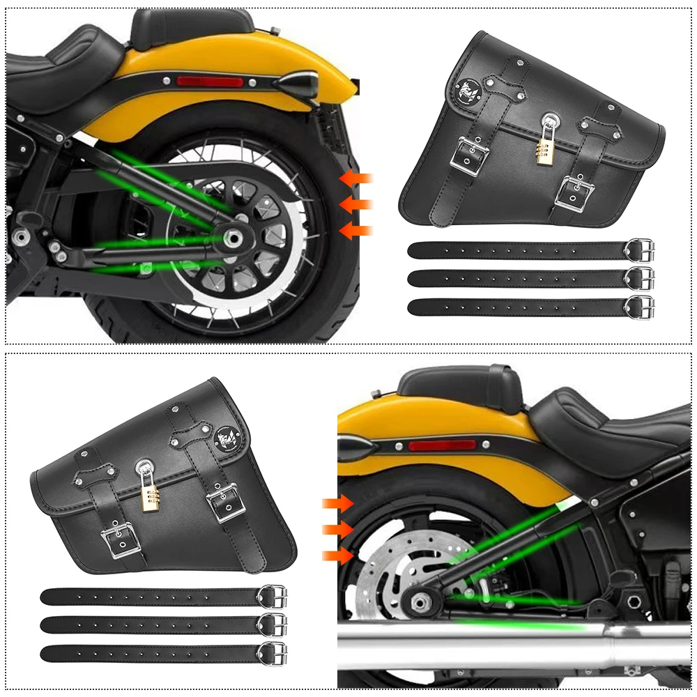 Motorcycle PU Leather Luggage Side Saddle Bag For Harley Sportster XL883 1200 Left Right Black Saddlebag Motorbike Accessories