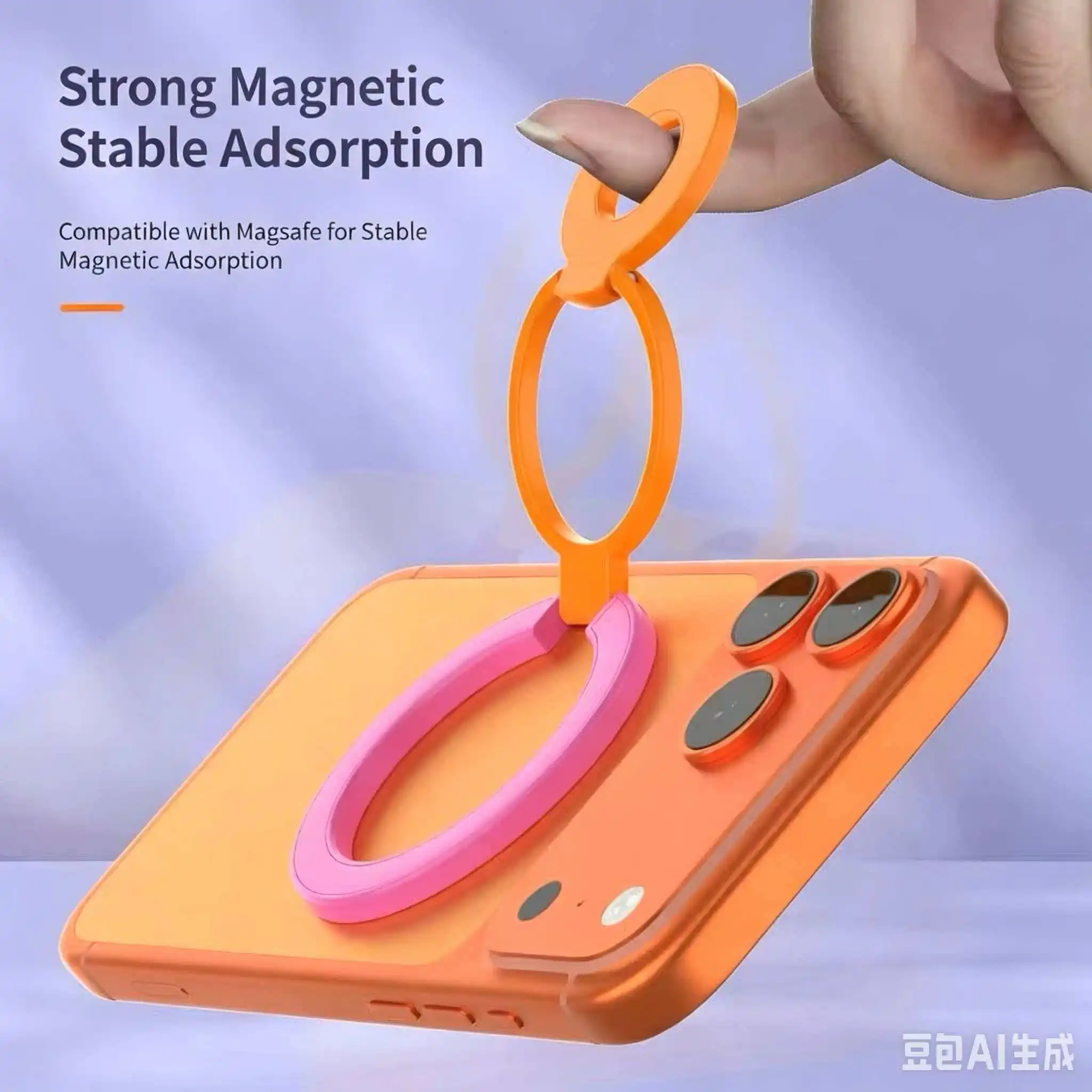 360° Rotation Magnetic Phone Ring Holder Dual-Axis Foldable Stand MagSafe Compatible Finger Grip Bracket for iPhone 16 15 14 13
