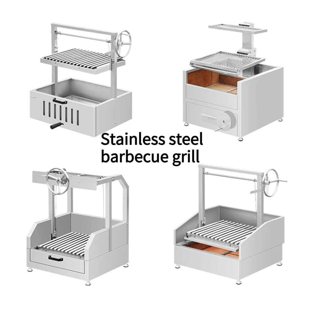 Charcoal Grill Argentine Style Portable Detachable Outdoor Barbecue with Stainless Steel Cooking Grate for Backyard Camping Use