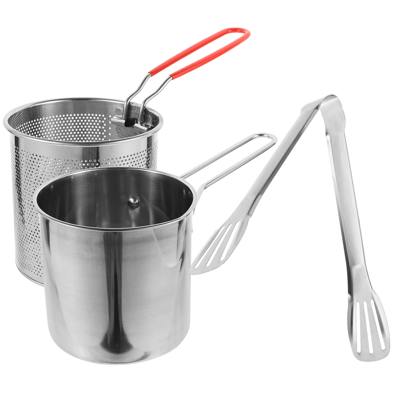

Mini Deep Frying Pot Basket Stainless Steel Fryer Pan Thickened 304 Silicone Drain Easy Use Kitchen Gadgets