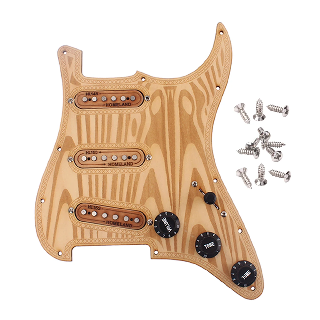 

Prewired-Loaded SSS maple wood Pickguard Alnico V Pickups for Strat Guitar