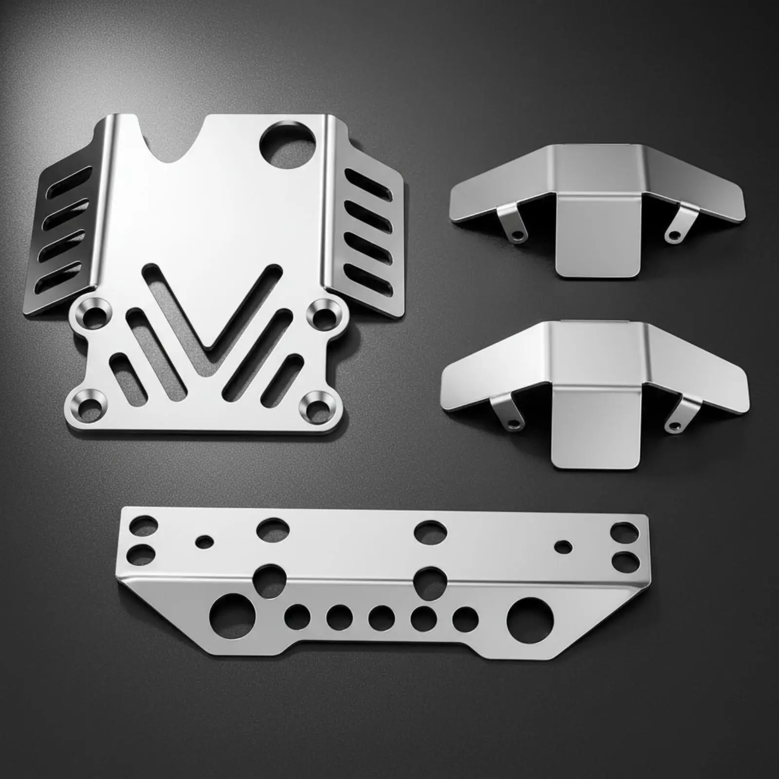 RC Truck Chassis Guard 304 Steel Skid Plate Set for Remote Control Vehicle Off Road Use
