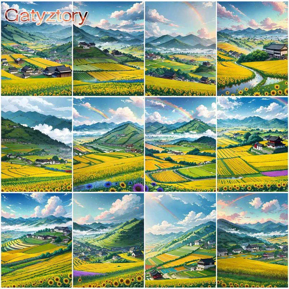 

GATYZTORY Oil Painting By Number Landscape DIY Handworks Kit Drawing On Canvas Picture Living Room Wall Art Home Decor Gift